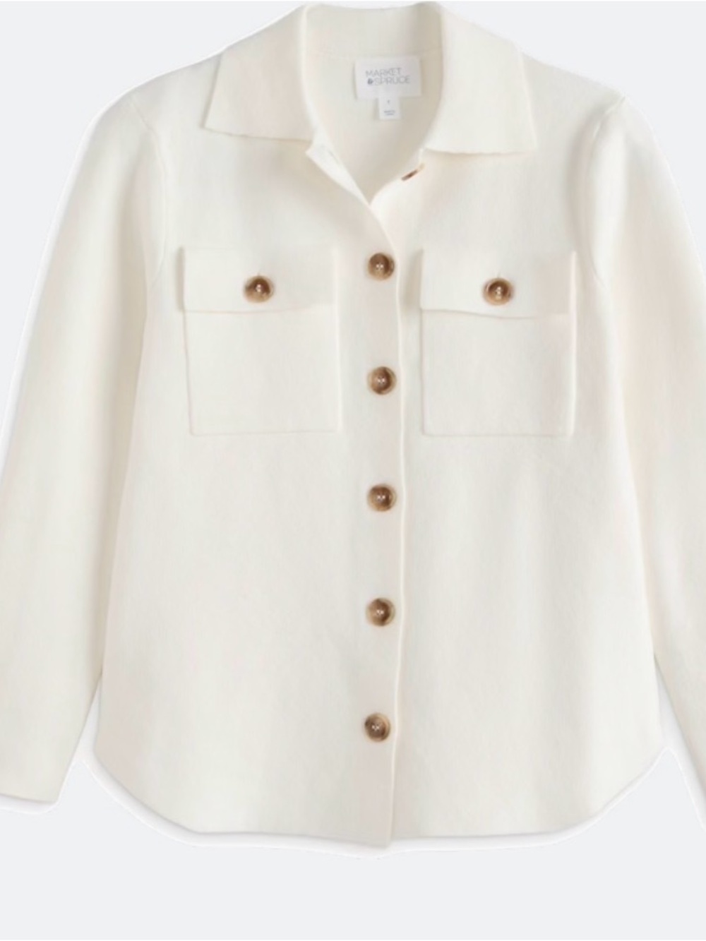 Market & Spruce  Cream Button-Front Knit Jacket with Contrast Buttons